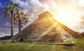 Famous El Castillo pyramid The Kukulkan Temple, feathered serpent pyramid at Maya archaeological site of Chichen Itza in Yucatan