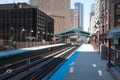 Famous elevated overhead commuter train in Chicago Royalty Free Stock Photo