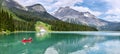 Famous Emerald Lake, Yoho National Park, British Columbia, Canada. Turquoise water and green trees. Royalty Free Stock Photo