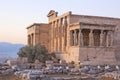 Famous Erechtheon ancient building in Acropolis in Athens Royalty Free Stock Photo