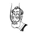 Famous European artist, Spanish surrealist Salvador Dali. 40s. Caricature, sketch. Royalty Free Stock Photo