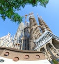 Famous Expiatory Church of Holy Family Sagrada Familia, Barcelona, Spain Royalty Free Stock Photo