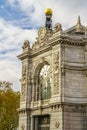 Famous facade of the Central Bank of Spain on Paseo de la Castellana, Madrid.