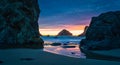 Famous Face Rock in Bandon Oregon between rocks.