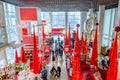 The Famous Fao Schwarz Toy Department Store. Red Christmas Decoration in Hall