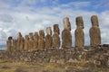 The famous fifteen moai at Ahu Tongariki, Easter Island Royalty Free Stock Photo