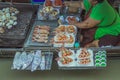 Famous floating market in Amphawa Thailand, Floating Market, tourists visiting by boat, Samutsongkrami, Thailand. Royalty Free Stock Photo