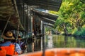 Famous Floating Market in Thailand, Tourists Visiting by Boat Royalty Free Stock Photo