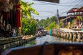 Famous Floating Market in Thailand, Tourists Visiting by Boat Royalty Free Stock Photo