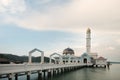Famous floating mosque MASJID AL BADR 1000 SELAWAT with blue sky as background Royalty Free Stock Photo