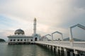 Famous floating mosque MASJID AL BADR 1000 SELAWAT with blue sky as background Royalty Free Stock Photo