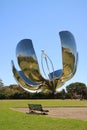Famous flower sculpture called Floralis Generica, made of steel and aluminum by Argentine Architect Eduardo Catalano, Argentina Royalty Free Stock Photo