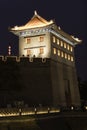 Stone ancient historical fort wall and building Chinese traditional Xian Royalty Free Stock Photo