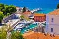 Famous Fosa harbor in Zadar aerial view