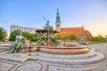 Famous fountain on Alexanderplatz in Berlin, Germany