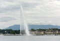 Famous fountain Jet d`Eau in Geneva, Switzerland Royalty Free Stock Photo