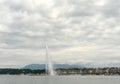 Famous fountain Jet d`Eau in Geneva, Switzerland