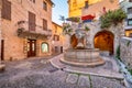 Famous fountain at dusk in Saint Paul de Vence, France