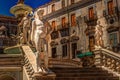 Famous fountain of shame on baroque Piazza Pretoria, Palermo, Sicily Royalty Free Stock Photo