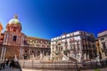 Famous fountain of shame on baroque Piazza Pretoria, Palermo, Sicily