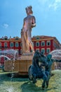 Famous Fountain of the Sun in Place Massena in Nice, France Royalty Free Stock Photo