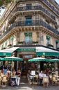 The famous French cafe Les deux magots, Paris, France. Royalty Free Stock Photo
