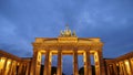 Brandenburg Gate in Berlin in the blue hour Royalty Free Stock Photo