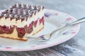 Famous German cake, the so called Donauwelle on a plate with a fork Royalty Free Stock Photo