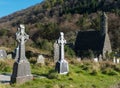 The famous Glendalough Monastic site with its round tower and cemetery in the Wicklow mountains in County Wicklow, Royalty Free Stock Photo