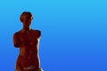 Red Coloured Aphrodite Statute with Blue Background