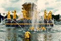 Beautiful street gold fountain in the park