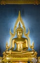 The famous Golden Buddha statue in Wat Benchamabophit in Bangkok