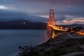 Famous Golden Gate Bridge, San Francisco at night, USA Royalty Free Stock Photo