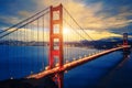 Famous Golden Gate Bridge at sunrise