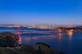 Famous Golden Gate Bridge view from Marin Headlands at sunset, S Royalty Free Stock Photo