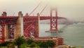 The famous Golden Gate suspension bridge with fog, San Francisco, California Royalty Free Stock Photo