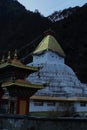 famous gorsam chorten or stupa of zemithang, the popular religious place is located near indo-china border