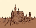 Famous German castle. Vector drawing Royalty Free Stock Photo