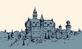 Famous German castle. Vector drawing Royalty Free Stock Photo