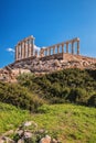 Famous Greek temple Poseidon, Cape Sounion in Greece Royalty Free Stock Photo