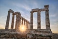Famous Greek temple Poseidon, Cape Sounion in Greece Royalty Free Stock Photo