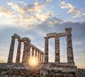 Famous Greek temple Poseidon, Cape Sounion in Greece Royalty Free Stock Photo