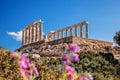 Famous Greek temple Poseidon, Cape Sounion in Greece Royalty Free Stock Photo