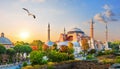 Famous Hagia Sophia in the evening sun rays, Istanbul, Turkey Royalty Free Stock Photo