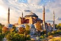 Famous Hagia Sophia Mosque at sunset, Istanbul, Turkey