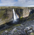 Famous Haifoss waterfall in southern Iceland. treking in Iceland