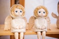 Famous handicraft mart Kaziukas in Vilnius, Lithuania: a pair of blue-eyed angels Royalty Free Stock Photo