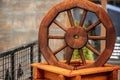 Famous handicraft mart Kaziukas in Vilnius, Lithuania: traditional wheel of horse cart Royalty Free Stock Photo