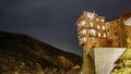 The famous hanging houses at night in Cuenca Royalty Free Stock Photo