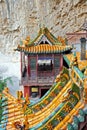 Famous hanging monastery in Shanxi Province near Datong, China,